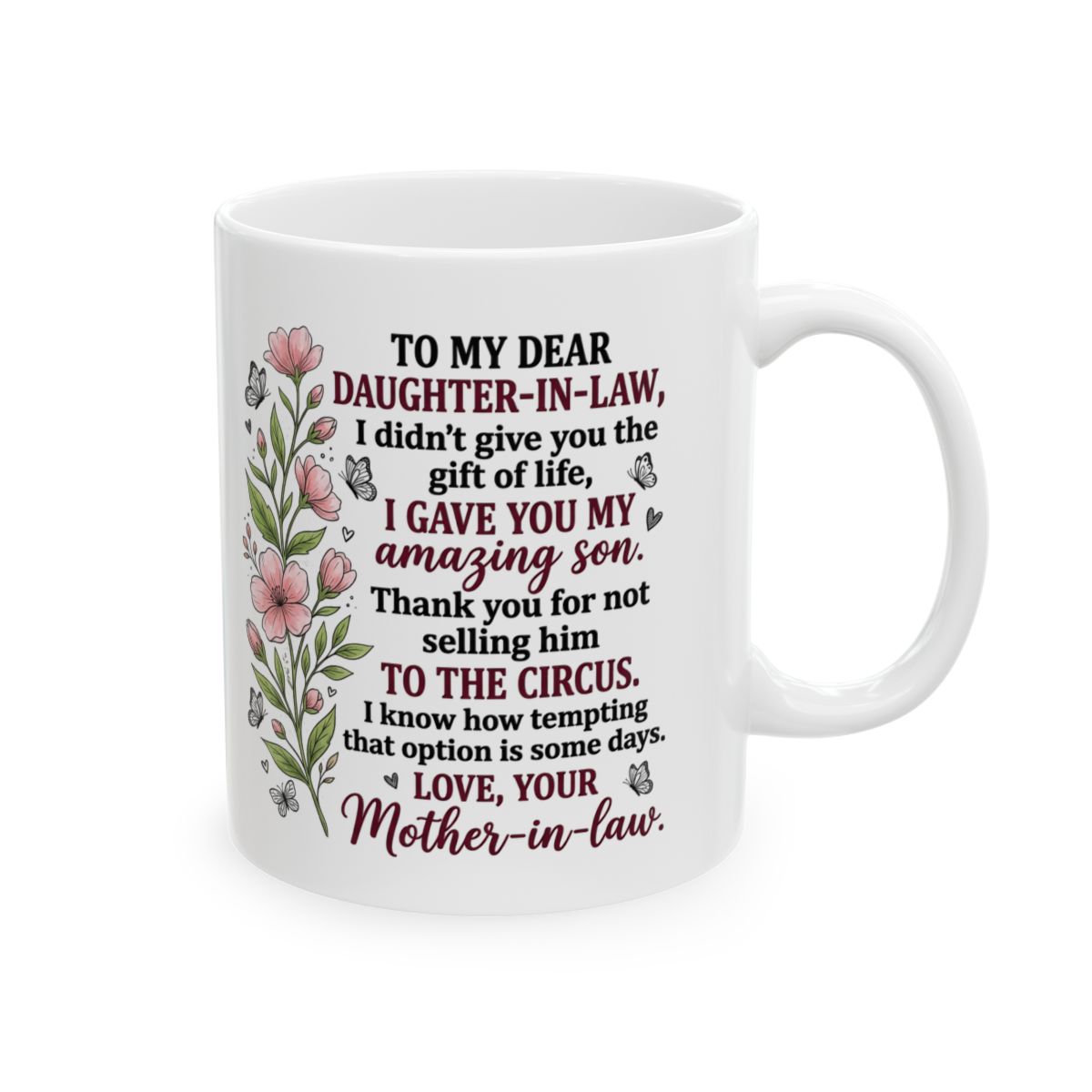Daughter-in-Law Floral Love Letter Mug