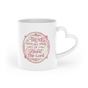 Vintage Heart Label Heart-Shaped Mug