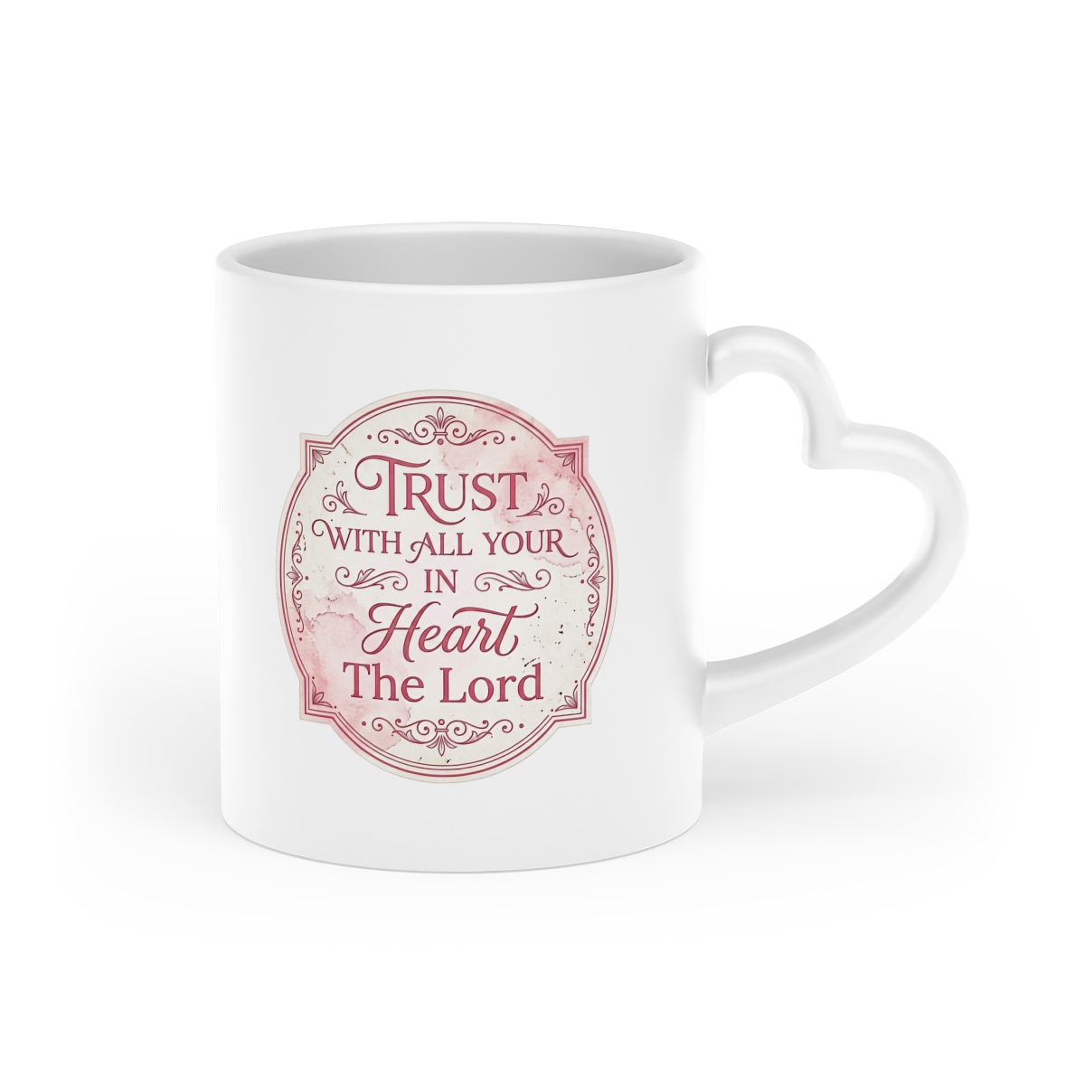 Vintage Heart Label Heart-Shaped Mug